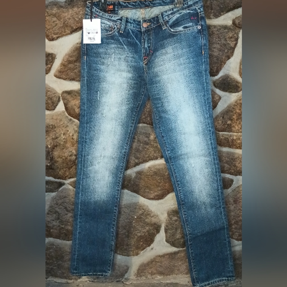 Sun 68 women's blue denim 5 pocket jeans size 28x32